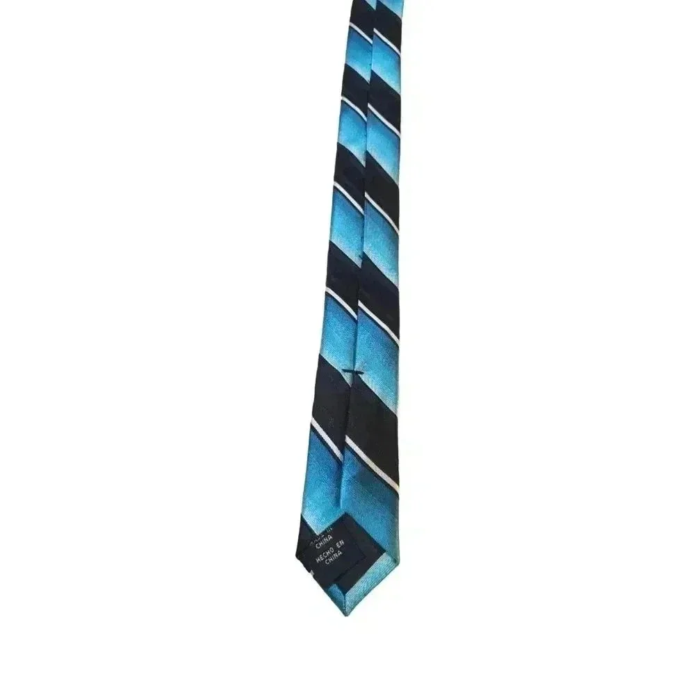 Croft & Barrow Luxury‎ Black Blue Stripes All Silk Necktie Tie Business Church